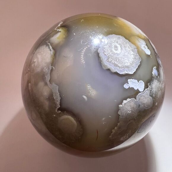 Black Flower Agate Sphere (2) - Picture 4 of 14